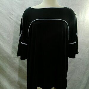 Calvin Klein Black white Trim Flutter-Sleeve Size 1X (005)